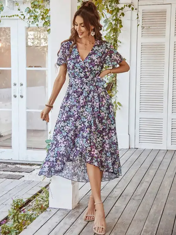 Printed Flowy Dress Sexy Holiday Swing dress