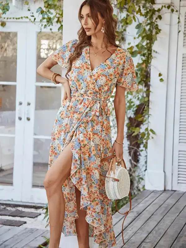 Printed Flowy Dress Sexy Holiday Swing dress