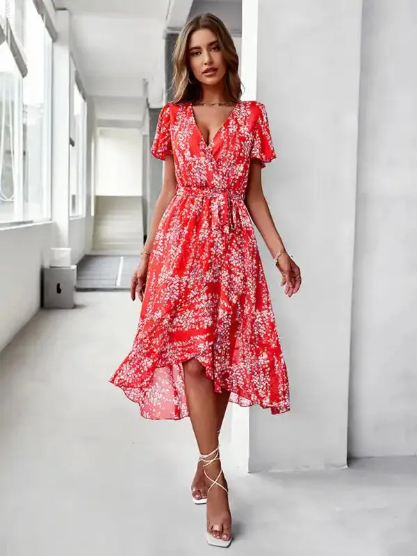 Printed Flowy Dress Sexy Holiday Swing dress