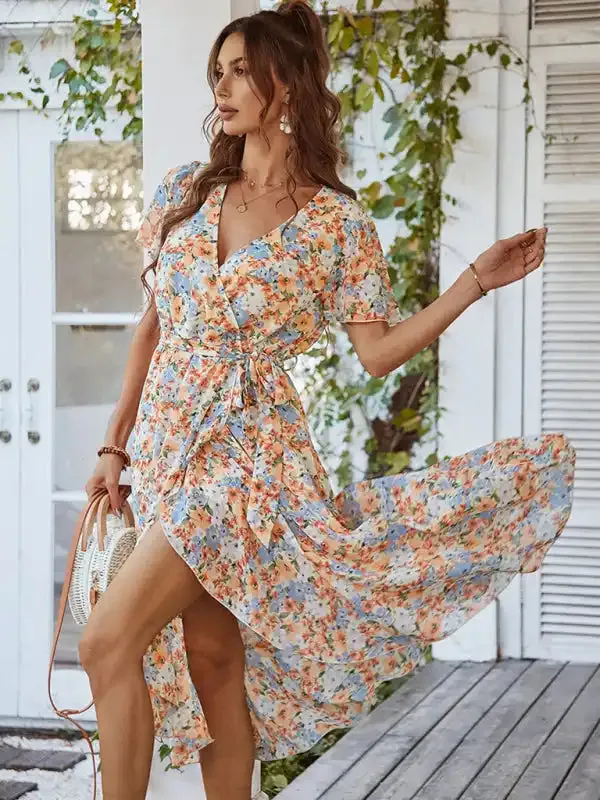 Printed Flowy Dress Sexy Holiday Swing dress