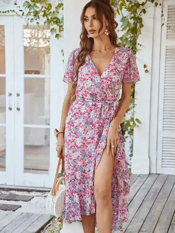 Printed Flowy Dress Sexy Holiday Swing dress