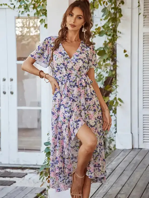 Printed Flowy Dress Sexy Holiday Swing dress