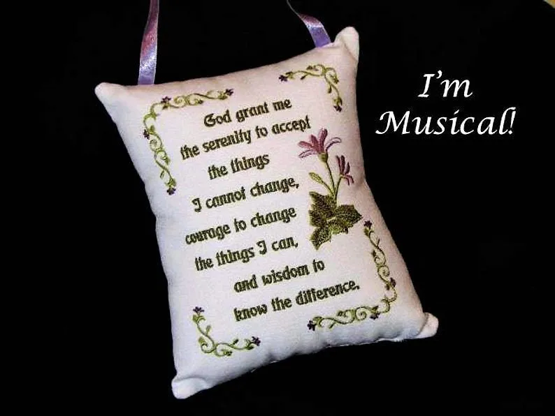 Serenity Prayer Music Box Pillow -- Personalized Embroidered MUSICAL Keepsake