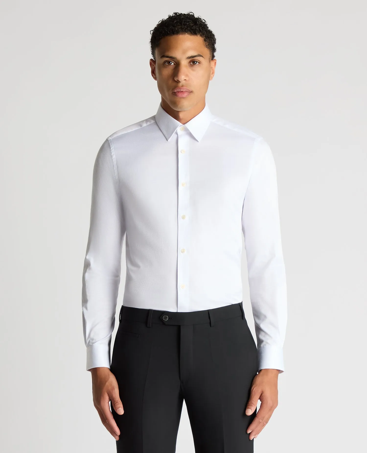 Slim Fit Cotton Stretch Jacquard Shirt