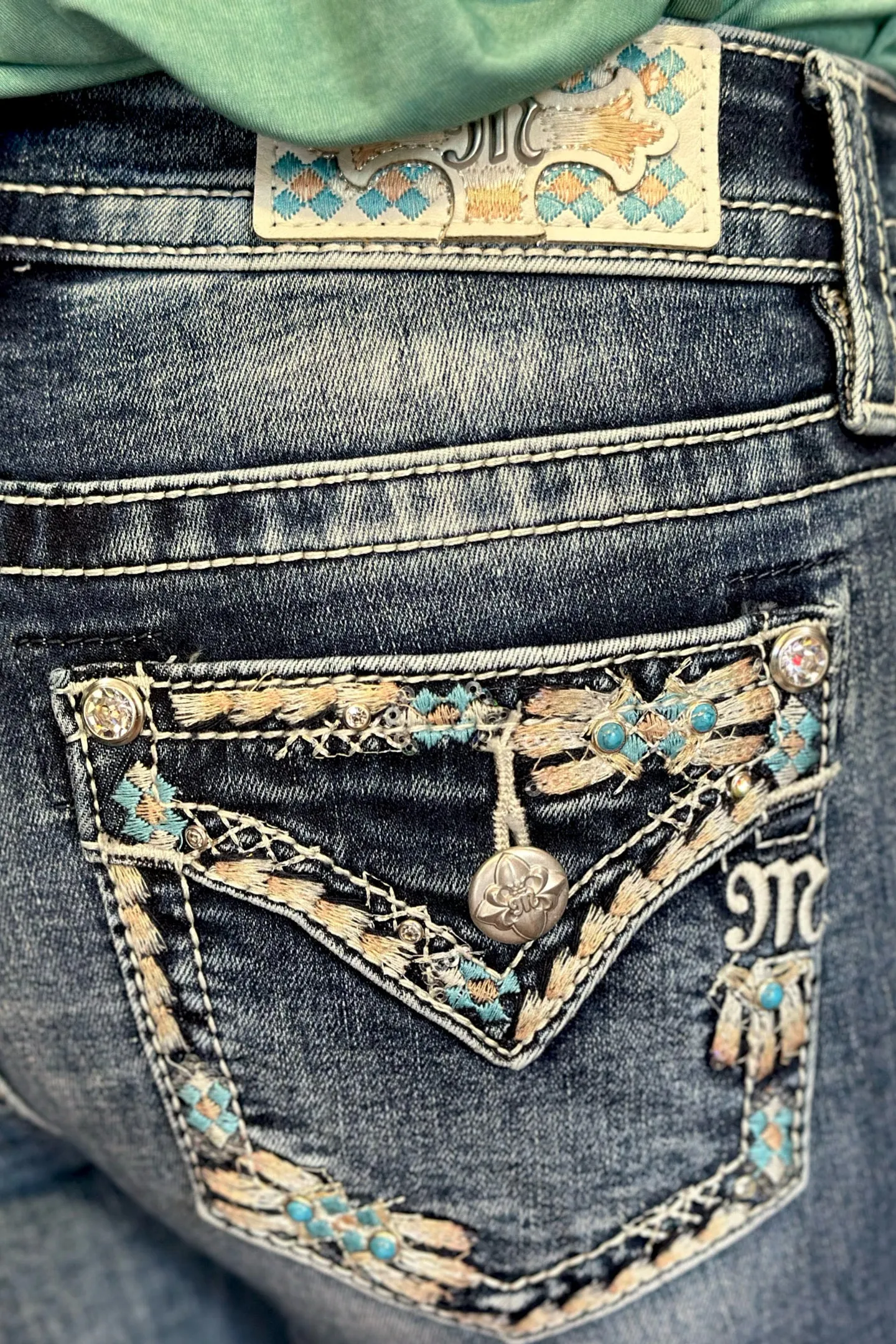 Turquoise Dreamin' Mid Rise Bootcut Jean by Miss Me