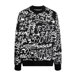 Versace Jeans Couture Graffiti Logo All-Over Black Sweatshirt