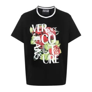 Versace Jeans Couture Logo Printed Rose T-Shirt