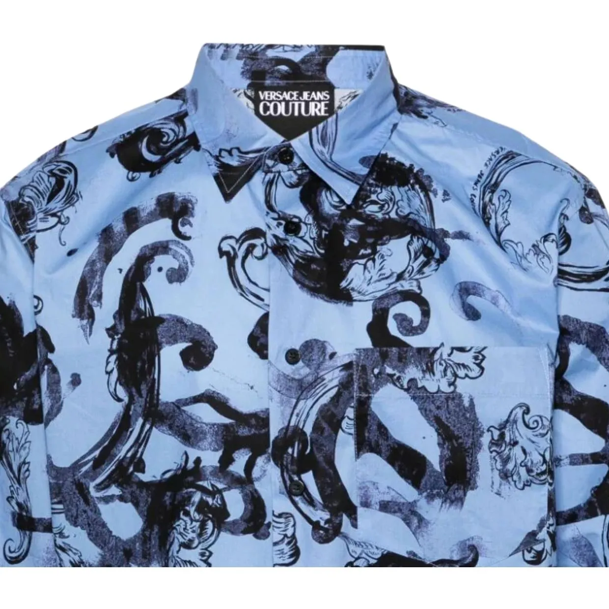 Versace Jeans Couture Watercolour Couture Printed Blue Shirt