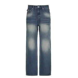 Vintage Wash Wide-Leg Jeans