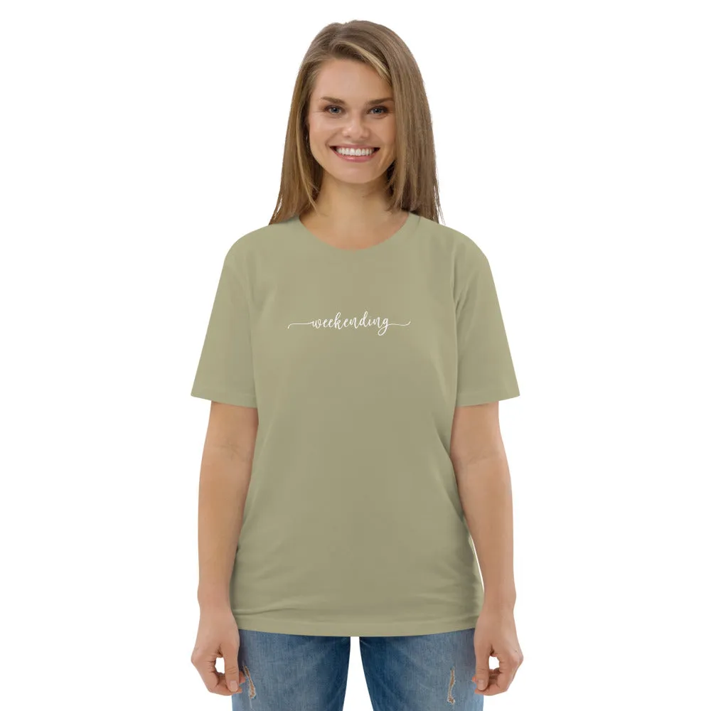 Weekending White Text Organic Cotton Tee