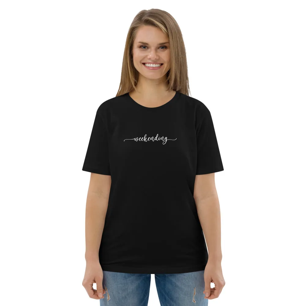 Weekending White Text Organic Cotton Tee