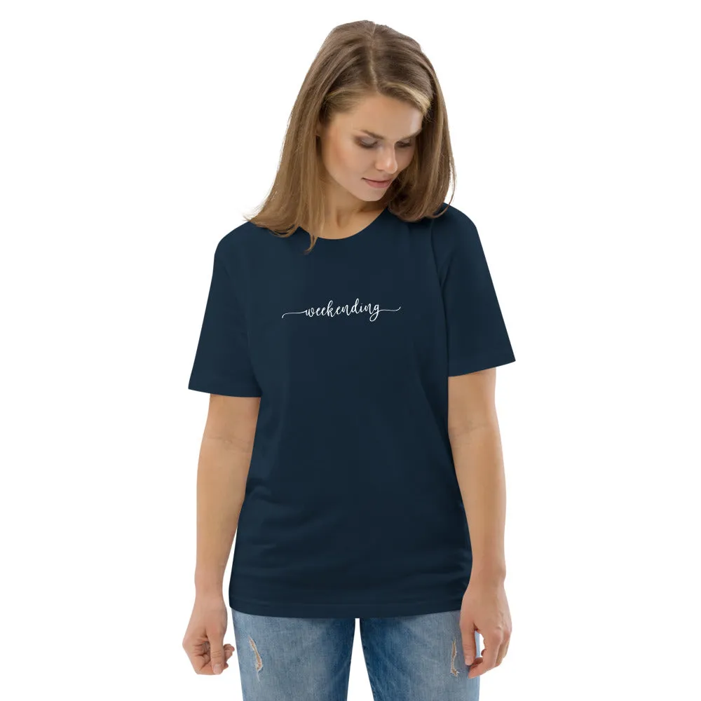 Weekending White Text Organic Cotton Tee