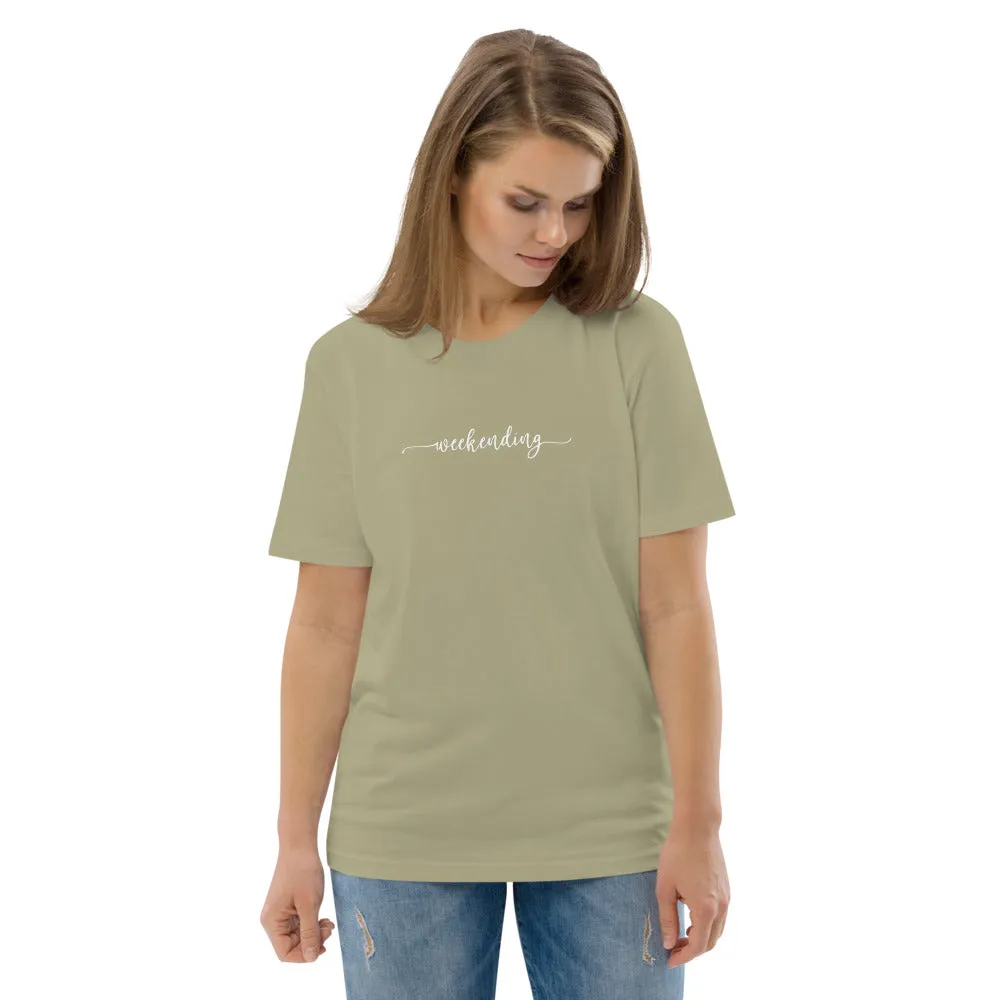 Weekending White Text Organic Cotton Tee