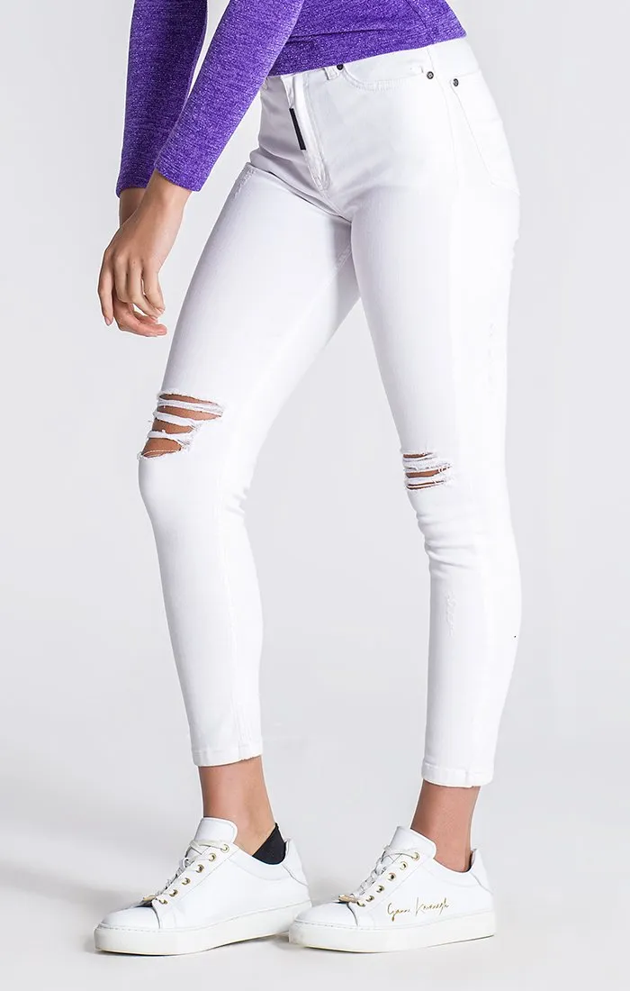 White Skinny Ripped Jeans